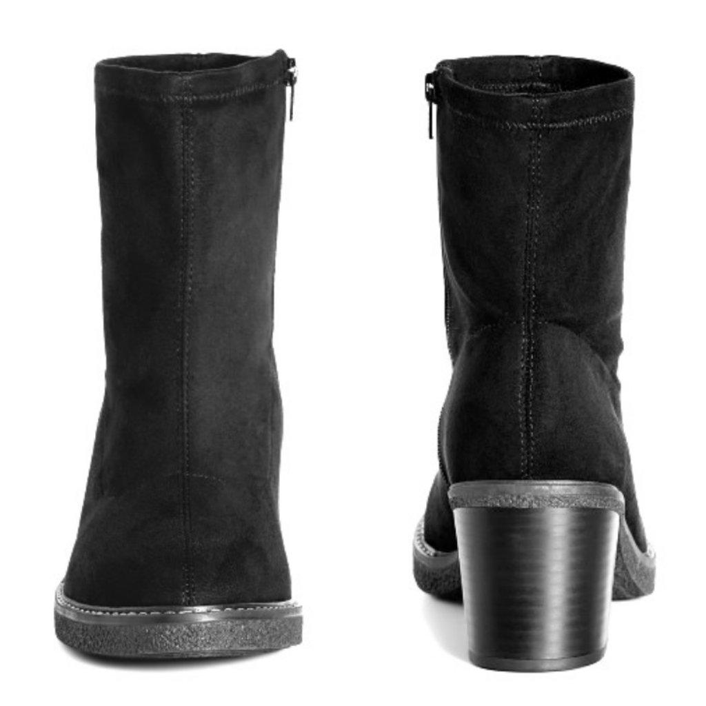 Nwt Evans Black Faux Suede Block Heel Ankle Boots 9 9w — image 5 of 8
